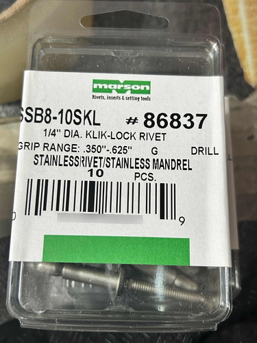 Remache Ciego Magnalok/ Interlock Acero Inoxidable 1/4
