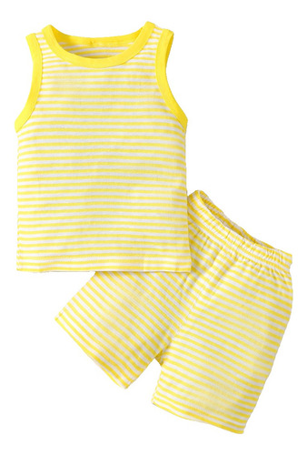 Conjunto De Chaleco Y Pantalón Corto De Algodón Para Bebé Amarillo 12-18 M