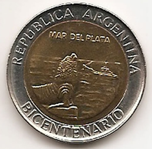 Bicentenario Mar Del Plata Moneda 1 Peso 1810 2010 Argetina (Usado)