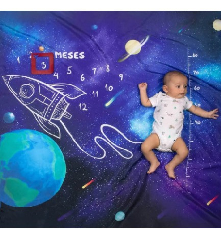Cenário P/ Foto Bebê Mesversário Lençol Espacial Maternidade