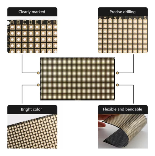 Placa Matrix Flexível , 6x8cm, 0,4mm, 2,54 Passo, Fr4