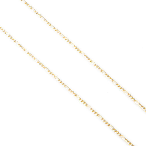 Cadena Figaro 3x1 Bitono 1.5mm 55cm Oro Italiano Solido 10k Color Dorado