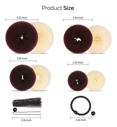 Fandamei Juego Para Hacer Moños De Dona Para El Cabello, 4 M