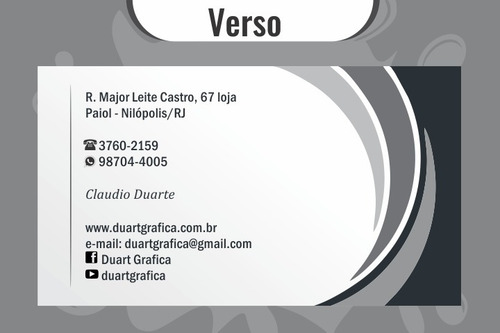 Imagem 2 de 2 de Cartões De Visitas, Papel Couchê 250gr