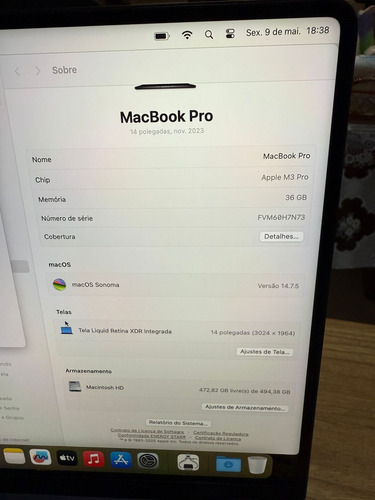 Macbook Pro M3 14 36gb 512 Ssd - 8 Ciclos Apenas. Preto (Usado)