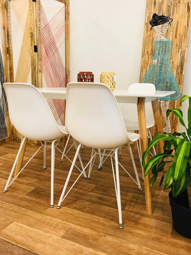 Juego Comedor Tulip 120 + 4 Eames Plastico New Design