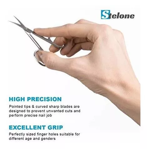 Stelone Professional Grooming Scissors - Eyebrow Scissors - Small Curved  Stainless Steel Manicure & Beauty Scissor for Women