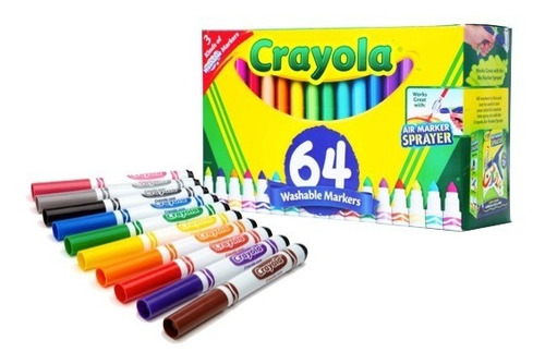 64 Marcadores Crayola Lavables Ancho Para Colorear Xtreme C