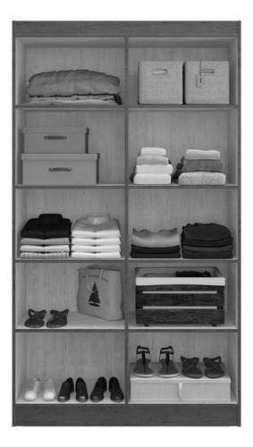 Guarda-roupa Solteiro 4 Portas Lyon 8 Prateleiras Castanho - Cor Marrom