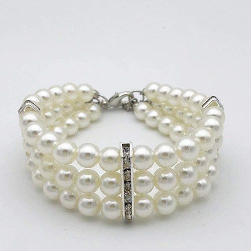 Petfavorites - Collar De 3 Filas De Perlas Con Diamantes De