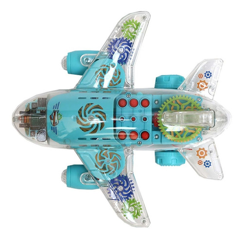 Avion De Juguete Con Engranes Luces Y Sonido Para Niños Color Verde / Transparente