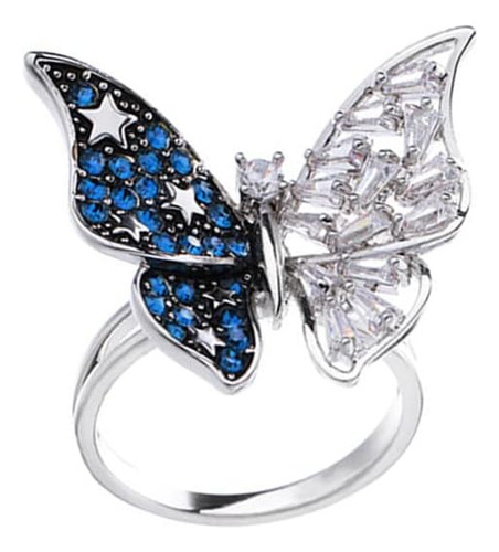 Crystal Butterfly Star Silvery Declaración Anillos De Dedo P