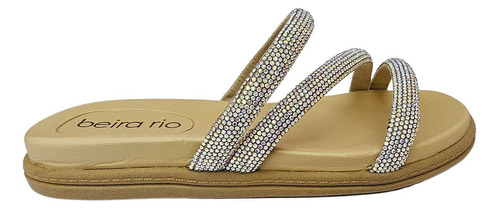 Sandália Chinelo Slide Beira Rio Feminina Tiras Strass 8488