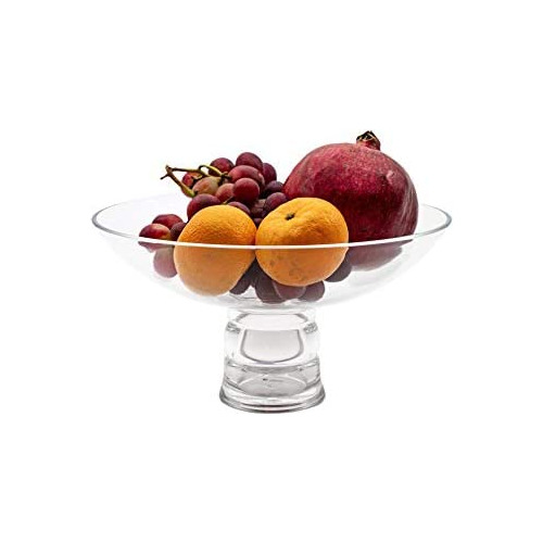 Gran Cuenco Redondo De Frutas Transparente Pedestal Mul...