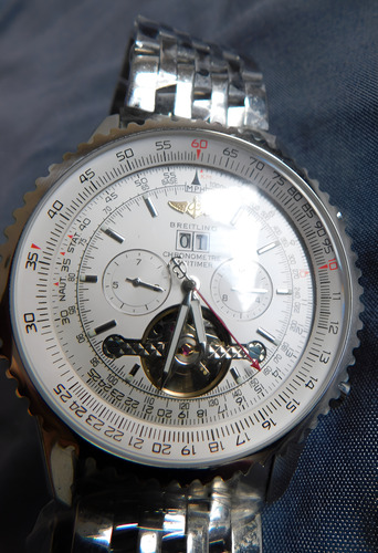 #relógio Suíço Incabloc Breitling Eta Safira Novo Automático Prateado Prateado Branco