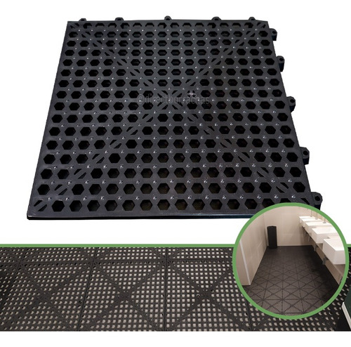 Piso Estrado Modular Antiderrapante 30x30cm - Kit Com 1.08m² Cor Preto