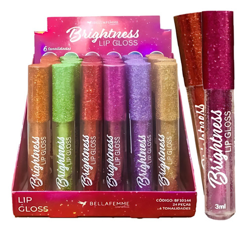 Gloss Labial Brilhante Atacado Revenda Caixa Com 24 Unidades