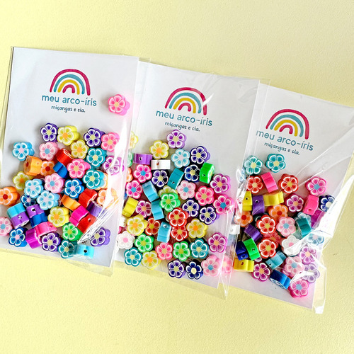 Miçanga Infantil Flor Colorida Para Fazer Pulseira - 50 Pçs Cor Colorido Diâmetro 1 Cm