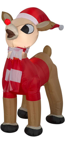 Rudolph Inflable De 42  Airblown En Traje De Santa