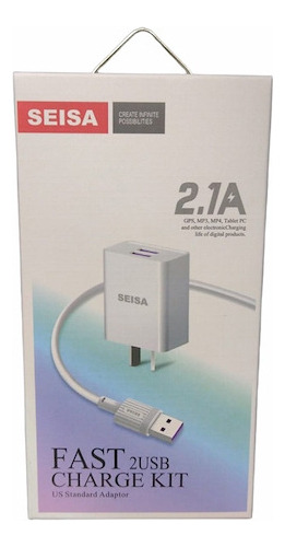 Cargador Adaptador 220v A Usb 2.1 Amper + Cable Usb C Seisa