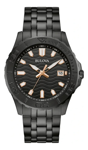 Reloj Bulova Hombre 98b438 Correa Negro Bisel Negro Fondo Negro