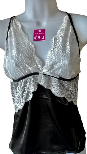 Conjunto Tallas Grandes Satin Short Polera Encaje Ajustable