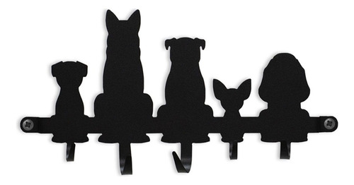 Geguton Porta Chaves de Parede Decorativo Cachorrinhos Cor Preto 