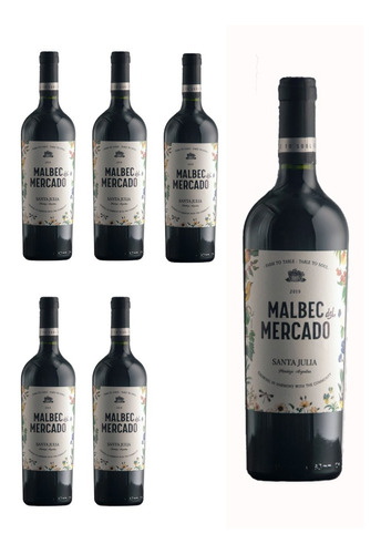 Vino Santa Julia Malbec Del Mercado X 6 Bot. Quirino Bebidas