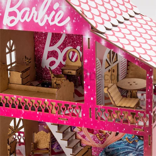 Casa Casinha Boneca Tema Barbie Madeira Mdf Pintado em Promoção na