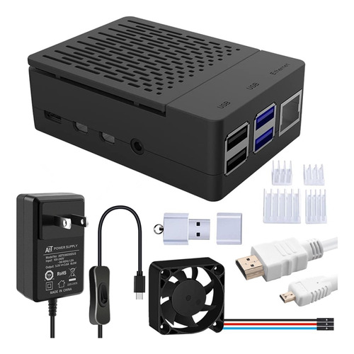 Geeekpi Funda Raspberry Pi 4 Con Ventilador Pwm, Fuente De A