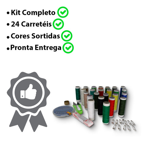 Imagem 2 de 7 de Kit Costura Completo Alfinetes Dedal Agulhas Tesoura 48pçs