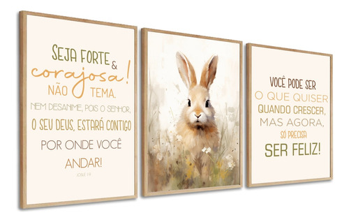 Quadros Decorativos Coelhinho Quarto Infantil Frases Moldura