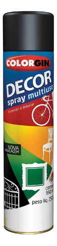 Spray Colorgin Decor Preto Brilhante 360ml   8701
