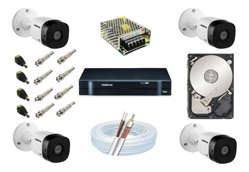 Kit Cftv Da Intelbras 4 Câmeras Multi Hd 720p Dvr Mhdx 1104