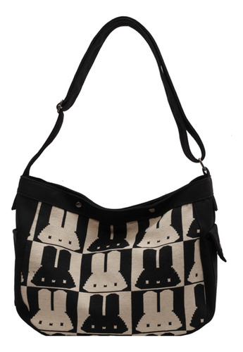 Bolso De Hombro De Lona Con Estampado De Conejitos De Gran C