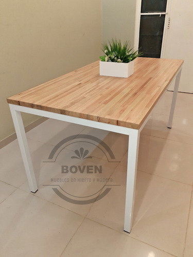 Mesa De Comedor Estilo Industrial Madera De Eucalipto 150x80