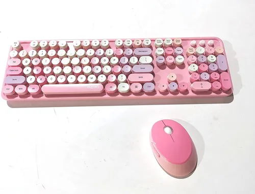 Teclado y mouse inalambrico rosado new arrivals