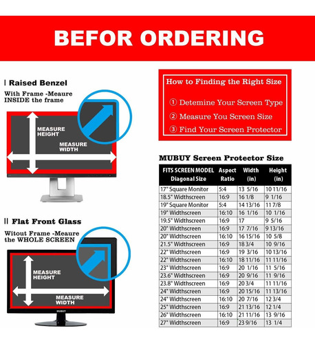 Mubuy Protector Pantalla Antirreflejo 24 Para Monitor X
