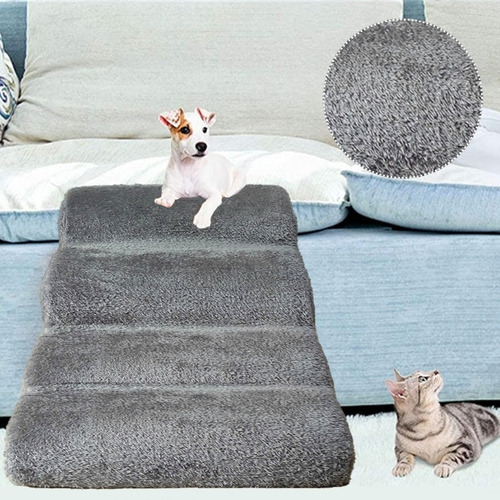 Escalera 3 Niveles Para Mascotas Antideslizante Comoda Color Gris