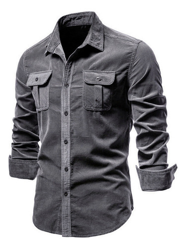 Camisa Casual Slim Fit De Pana Para Hombre