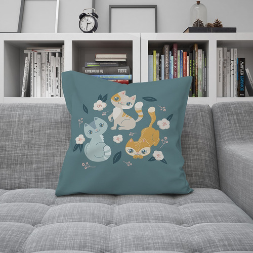 Imagen 2 de 3 de Almohadon Almohadones Decorativos De 40x40 Gatitos