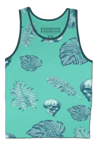 Playera Tank Top - Mssn Brnd - Flores Skull Calavera