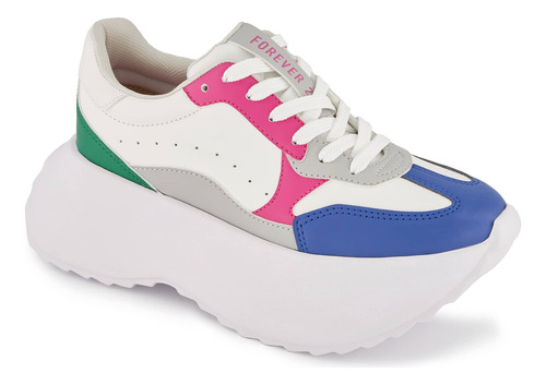 Tenis Forever 21 Con Plataforma Chunky Mujer Color Blanco