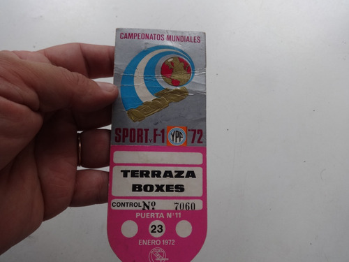 Entrada Sp Autódromo Año 1972 Formula Uno F1 Reutemann (Usado)