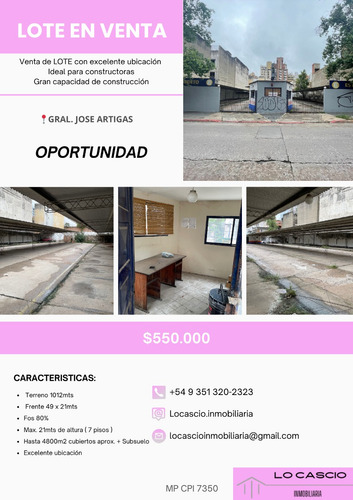 Lote En Venta. Oportunidad Para Constructoras.
