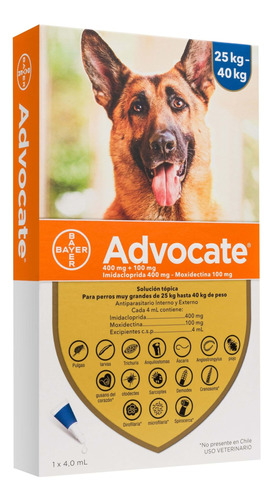 Pipeta Advocate Perros 25 A 40 Kg Antiparasitario Completo