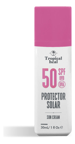 Protector Solar Facial SPF 50 de 30 ml con Filtros UVB/UVA Enriquecido con Extracto De Fresa y Sábila Ideal Para El Cuidado De La Piel Tropical Heal