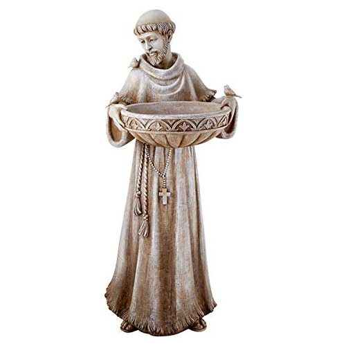 Estatua De Saint Francis Bird Bath & Feeder, Decoración Para