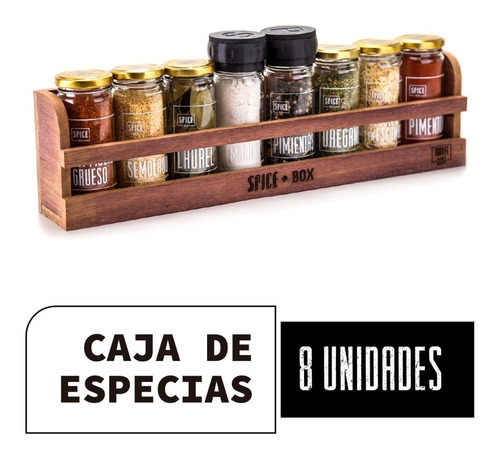 Kit Especias Gourmet Spice Box Travel 8 Especias Caja Regalo