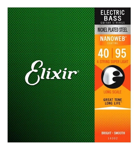 Elixir 14002 Encordado Para Bajo 4 Cuerdas 40 95 Nanoweb